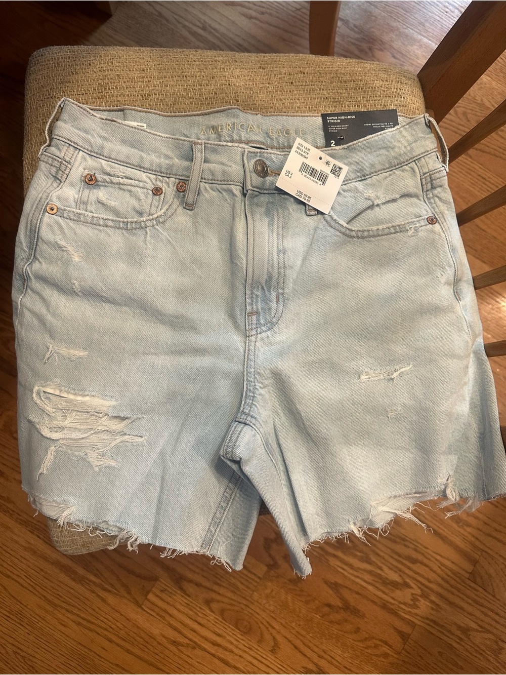 American Eagle Light Wash Distressed Jean Shorts